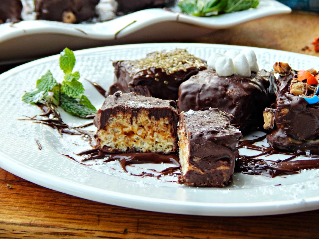 Dark Chocolate Peanut Butter Rice Krispies Treat® Bites #kreatemyhappy #ad