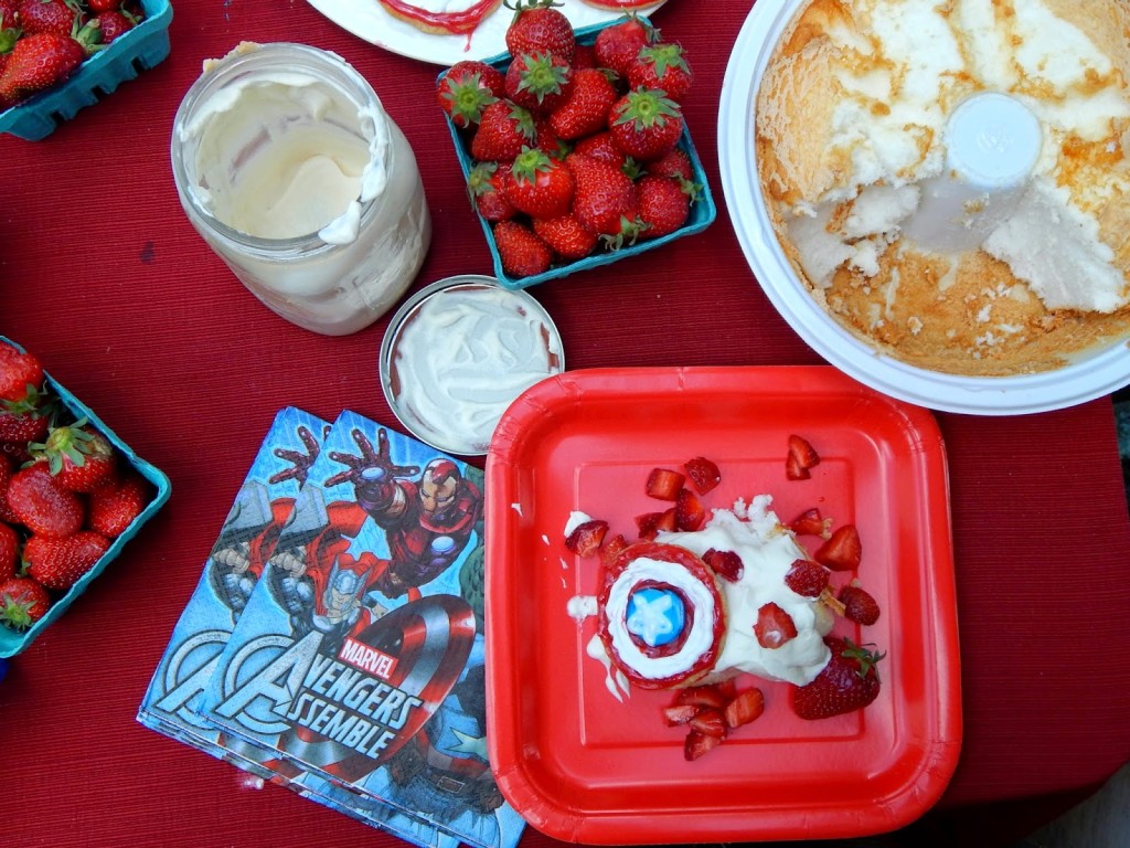 Captain America Cookies and Strawberry Shortcake (with whipped cream made from a mason jar!) #AvengersUnite #ad