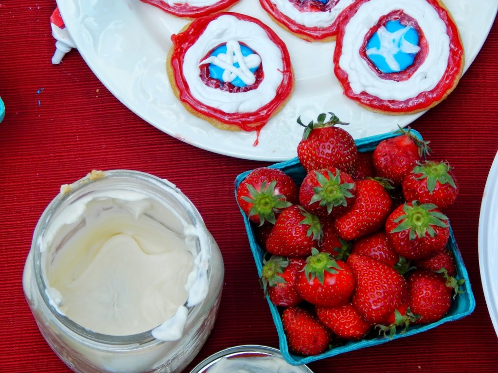 Captain America Cookies and Strawberry Shortcake (with whipped cream made from a mason jar!) #AvengersUnite #ad