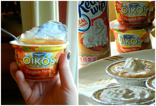 How to make personal Greek Yogurt Pumpkin Pies that taste delicious and only take 30 seconds to make! #EffortlessPies AD