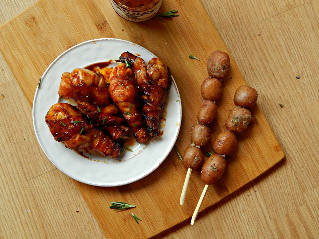 Bacon Wrapped Hickory Smoked BBQ Chicken Legs with Thyme #LegedaryTailgate #ad