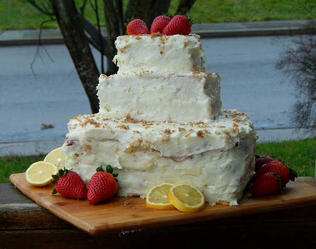 recipe for a three tiered strawberry lemonade cake @MelissaKaylene