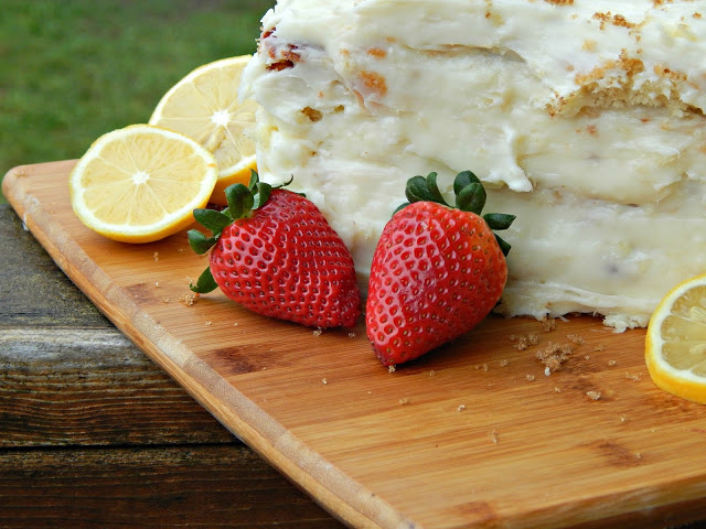 recipe for a three tiered strawberry lemonade cake @MelissaKaylene